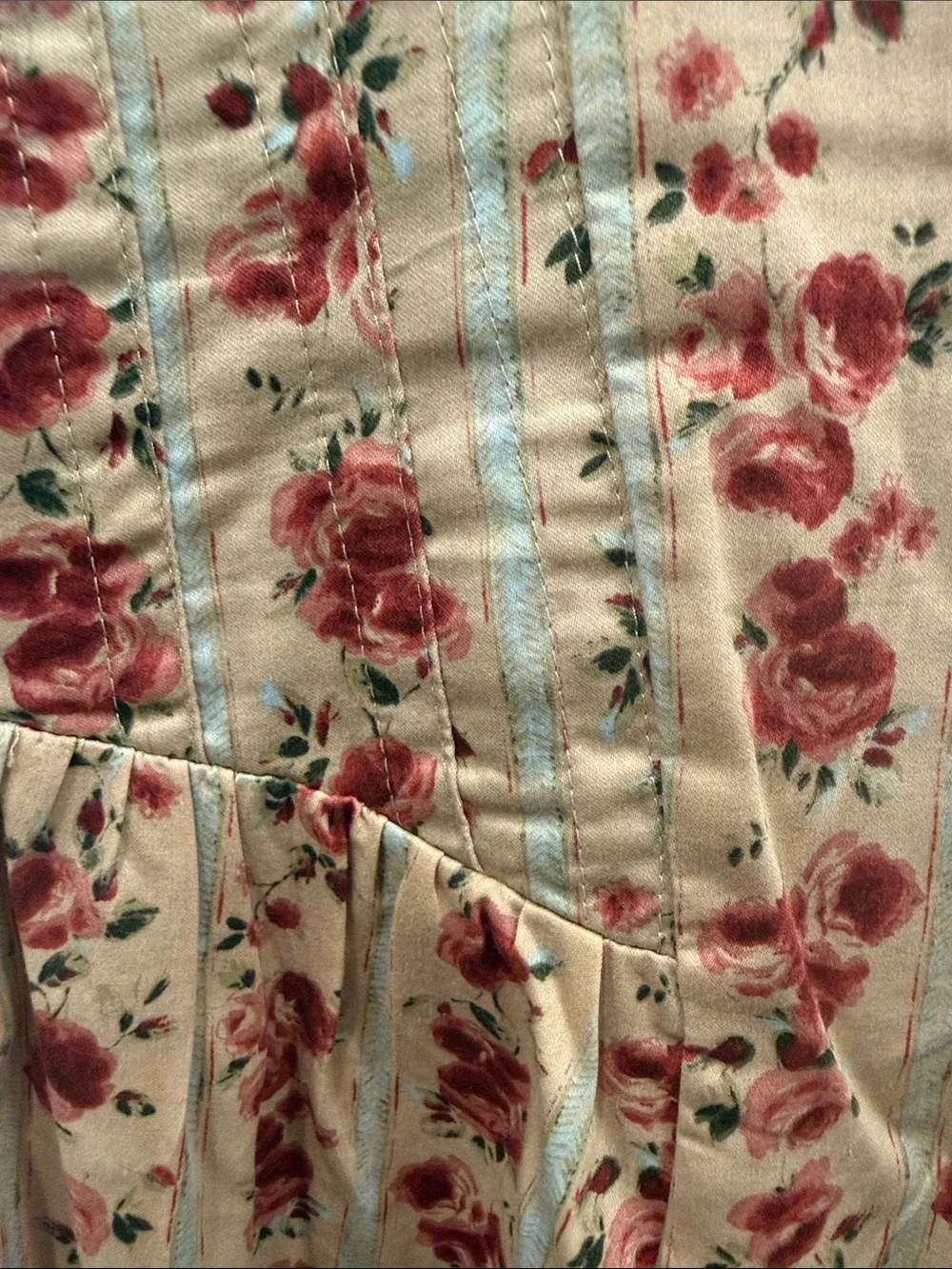 Abercrombie & Fitch Beige Maxi Dress with Rose Print